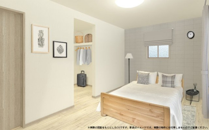 【完成予想図】 | 【主寝室 イメージパース】
※画像は設計図面を基に作成したイメージです。