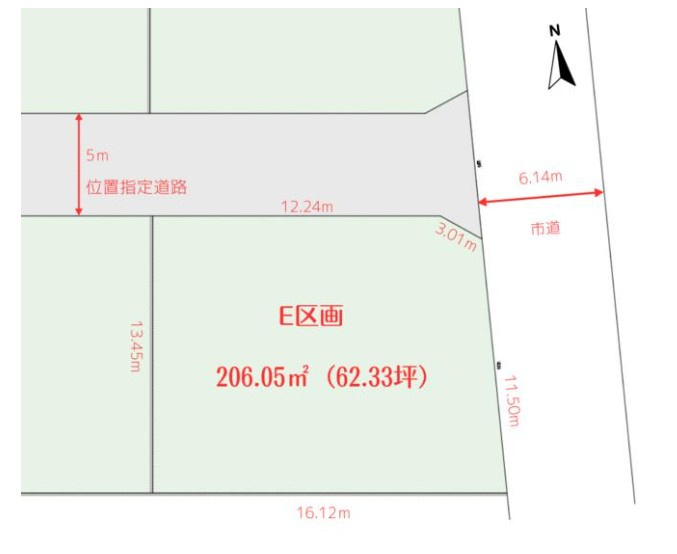 エースタウン田部井8　E区画の区画図