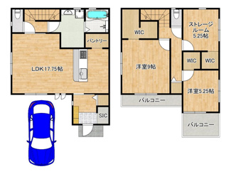 【間取り】 | 岸城町　新築分譲住宅　全２区画