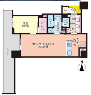 【間取り】 | ジオタワー堺筋本町 | 【間取り】LDK約16.1帖！WIC付きで収納豊富！