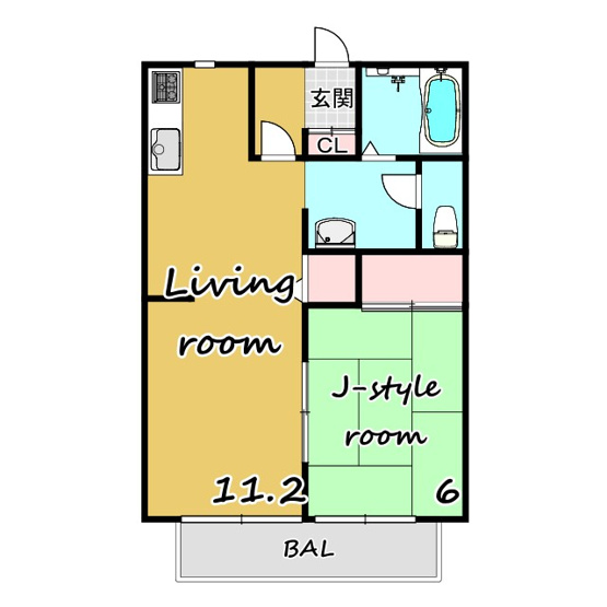 【間取り】 | スカイハイツ | ★バストイレ別★フローリング★都市ガス★エアコン★南向き★