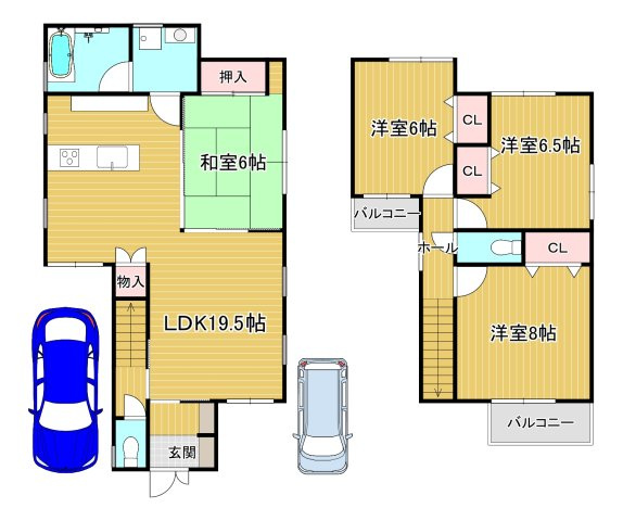 岸和田市土生町9丁目　戸建ての間取り