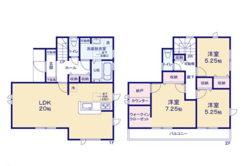 ひたちなか市稲田　10期の間取り|6号棟間取り図です。３LDK+WIC＋納戸各居室に収納♪