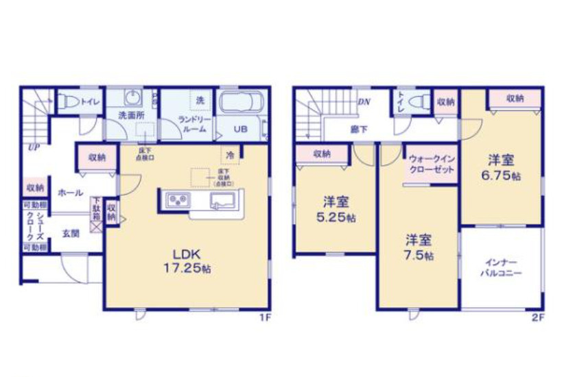 ひたちなか市稲田　10期の間取り|８号棟間取り図です。３LDK+WIC各居室に収納♪
