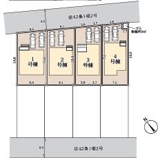 さいたま市岩槻区南辻第3　1号棟の区画図|前面道路が6ｍありますので、車の出し入れに便利です！並列2台駐車可能で来客にも対応可能です！徒歩10分圏内に幼稚園と保育園がありますので、毎日の送り迎えも楽々！閑静な住宅街で穏やかな暮らしが叶います◎