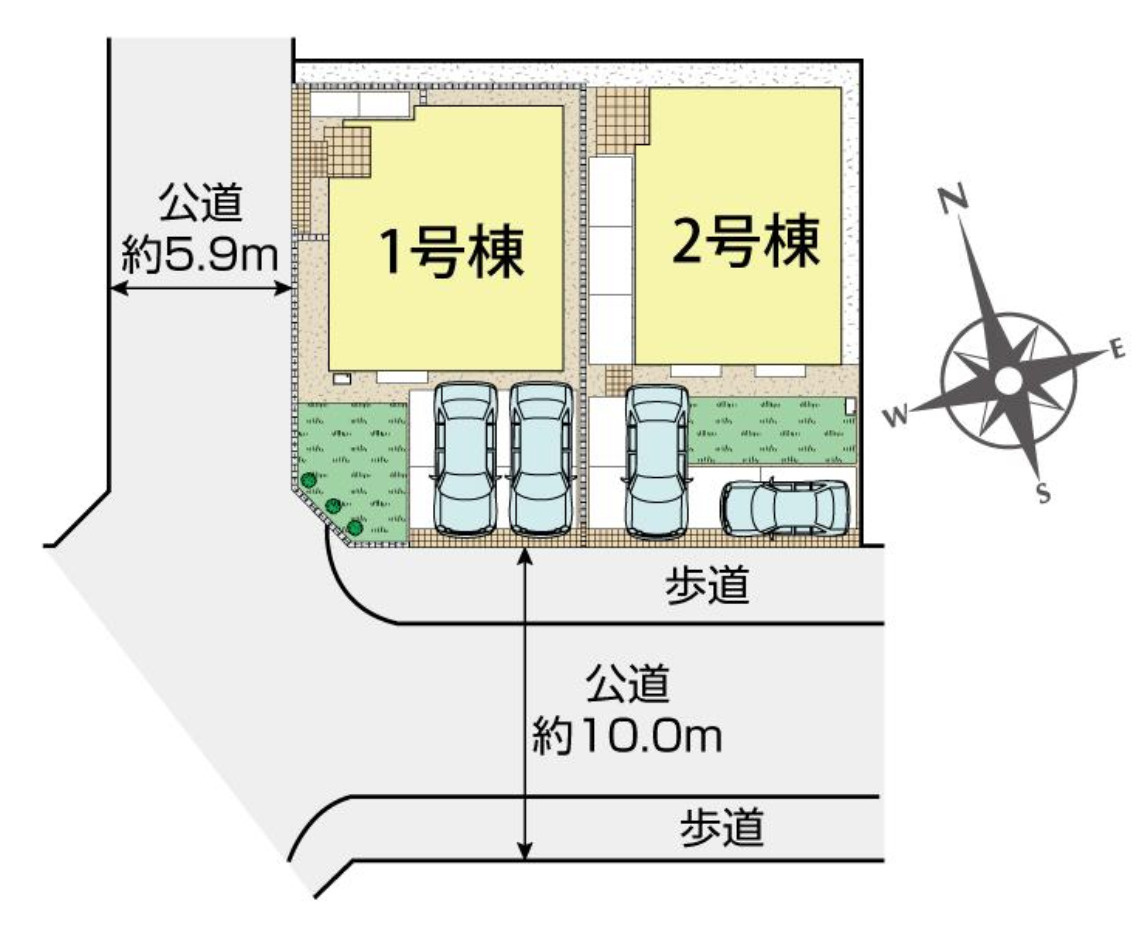 横浜市瀬谷区南台1丁目　新築戸建【仲介手数料無料】カースペース2台の区画図