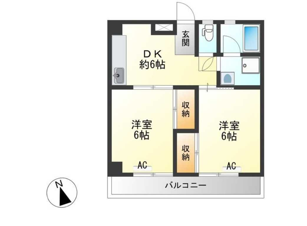 サンハイム瀬田　礼金０　リフォーム　最上階の間取り
