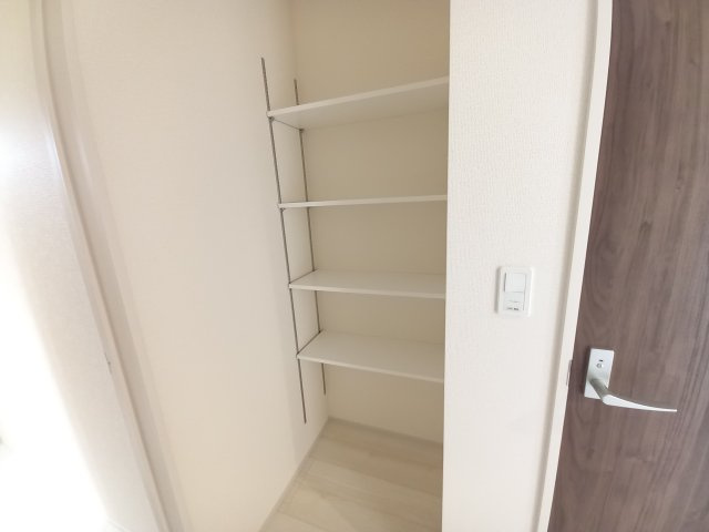 那珂市瓜連　4期の収納|1階のクローゼットには、季節ものの家電や掃除機などがすっきり収納できます