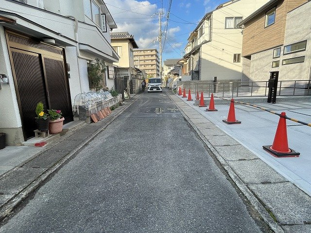 一乗寺松田町 新築戸建(1号地)の前面道路含む現地写真