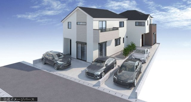 横浜市戸塚区小雀町 新築戸建て【仲介手数料無料】カースペース2台の外観パース