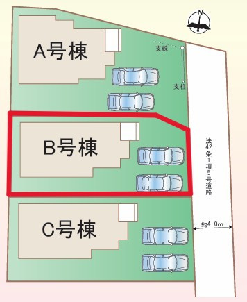 東町317番　　B棟の区画図|B棟　土地面積　145.75㎡（44.08坪）
