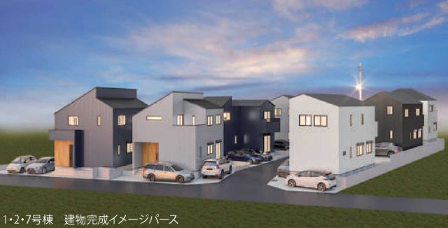 横浜市青葉区新石川4丁目 新築戸建て【仲介手数料無料】カースペース2台の外観パース