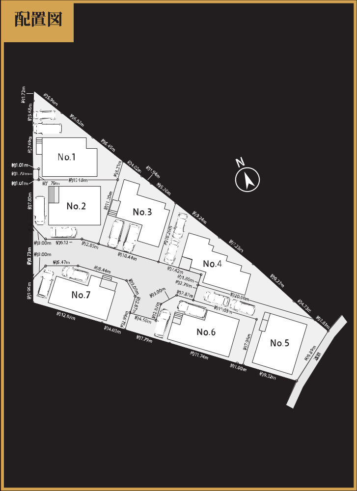 横浜市青葉区新石川4丁目 新築戸建て【仲介手数料無料】カースペース2台の区画図