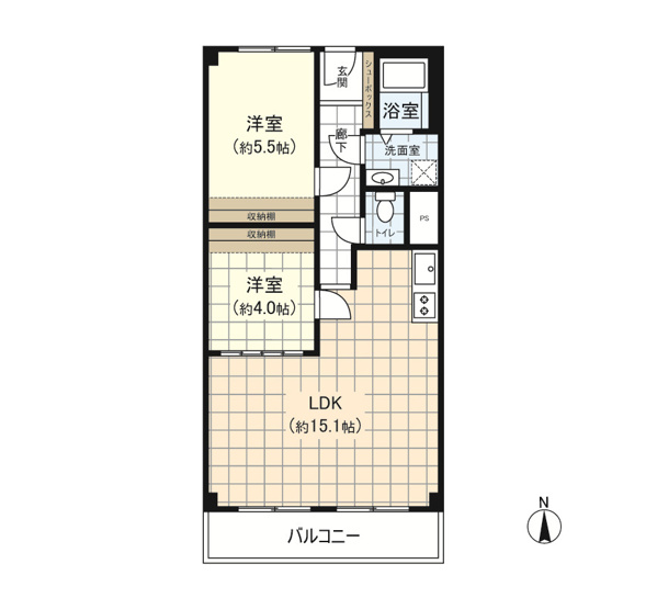 【間取り】 | 財形吹田ハイツ | ＊オーナーチェンジ物件＊
南向きバルコニーの有る２LDK♪