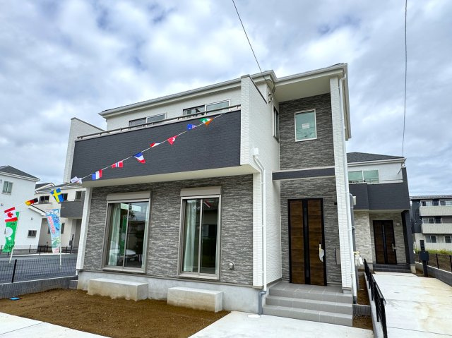 松戸市新松戸6丁目新築戸建【新松戸南小学校：2分】の外観|D号棟：完成済み内覧可能です！