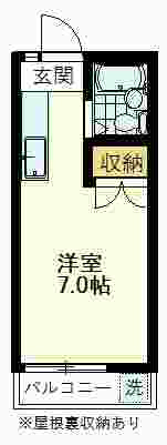 【間取り】 | リンデンハイム | リンデンハイム、202号室間取図、1R