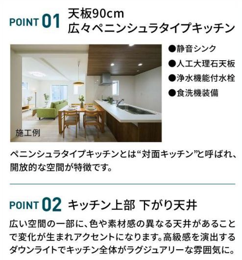 秦野市渋沢１丁目新築戸建て　第2-1号棟のキッチン|キッチン施工例