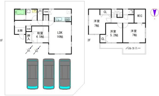 【その他】 | 建物参考プラン：間取り4LDK、木造2階建、建物面積延101.01平米（1F53.82平米、2F47.19平米）