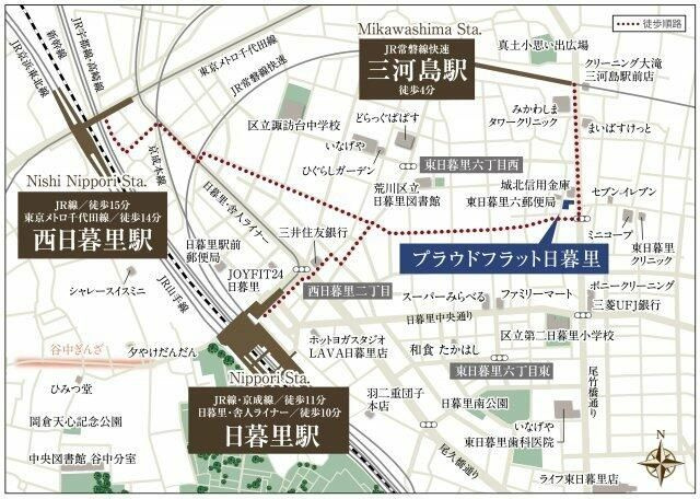 プラウドフラット日暮里の地図