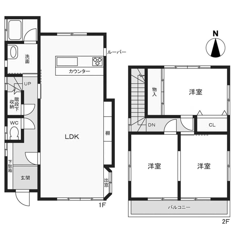 高知市神田　中古戸建ての間取り