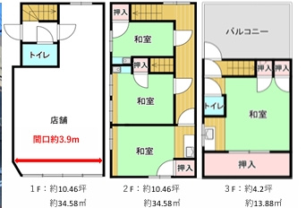 天下茶屋店舗の間取り