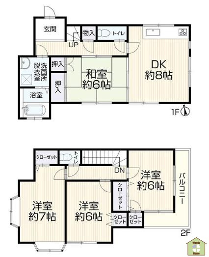 川口市木曽呂　中古一戸建ての間取り