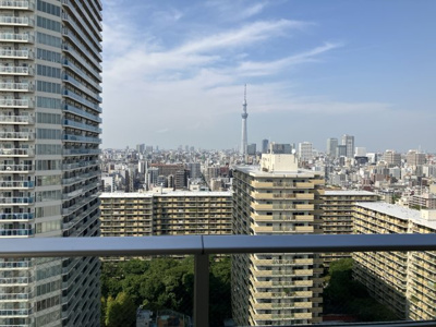 【展望】 | イーストコモンズ清澄白河セントラルタワー | スカイツリーが見えます。また、夏には隅田川花火大会が一部見えます。（今後の周辺建築状況によっては見えなくなる可能性もあります。）