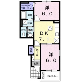 【間取り】 | Ｅ’ｓ　Ｇａｒｄｅｎ　Ｂ　２DKHW