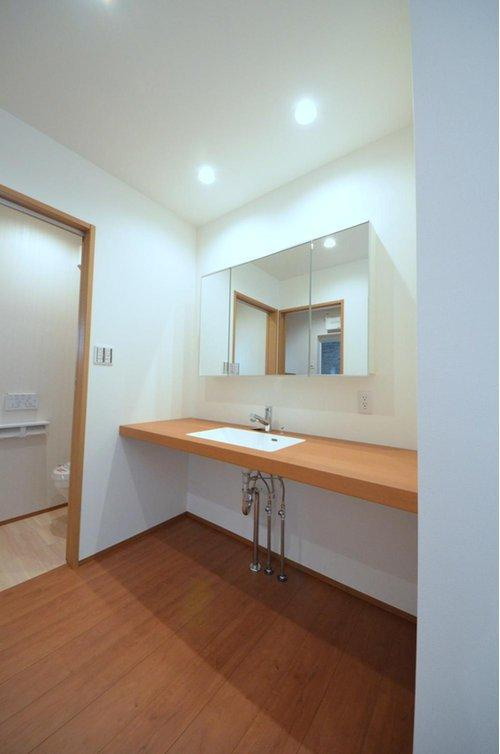 八幡2丁目の洗面所|清潔感あふれるシャワー付洗面台。余裕のスペース。