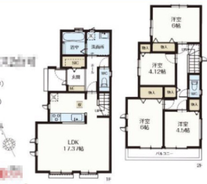 『八王子市新築戸建て』八王子市上壱分方町194-1【仲介手数料無料】の間取り|～仲介手数料無料☆八王子ひなた不動産～　八王子市上壱分方町　新築戸建て