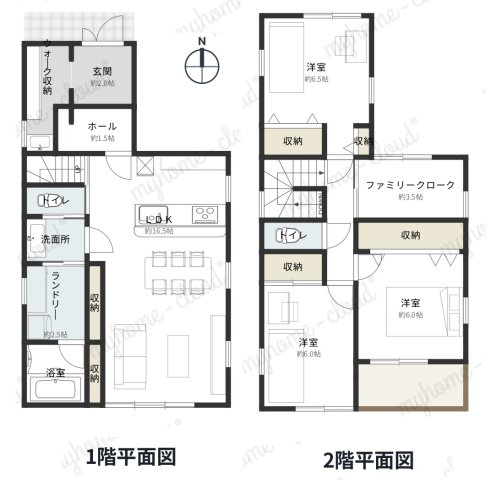 日野町西号地の参考プラン|建坪32.64坪　長期優良住宅　価格2200万円
