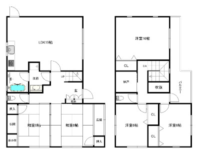 草津市北大萱町の住宅付店舗戸建の間取り
