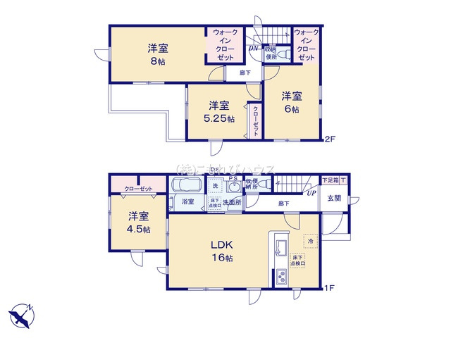 桶川市上日出谷南　4期　新築一戸建て　グラファーレ　01の間取り|桶川市上日出谷南　4期　新築一戸建て　グラファーレ　01、4LDK、土地面積165.15m2、建物面積96.88m2