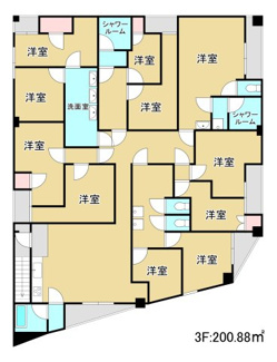 【間取り】 | 足立区竹ノ塚　１棟マンション　竹ノ塚駅７分 | 3F　200.88㎡