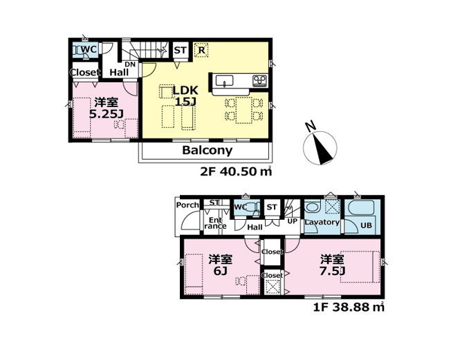 【間取り】 | 新座市畑中2丁目　新築一戸建住宅　全3棟　(丸井志木店) | 2階に設けた15帖のリビングは、プライバシーを守りつつ陽当たりも良好。ゆったりとした空間でご家族との時間を楽しめます。