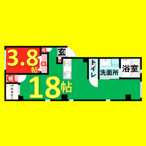 グランレーヴ東別院EAST　名古屋市賃貸　仲介手数料無料の間取り
