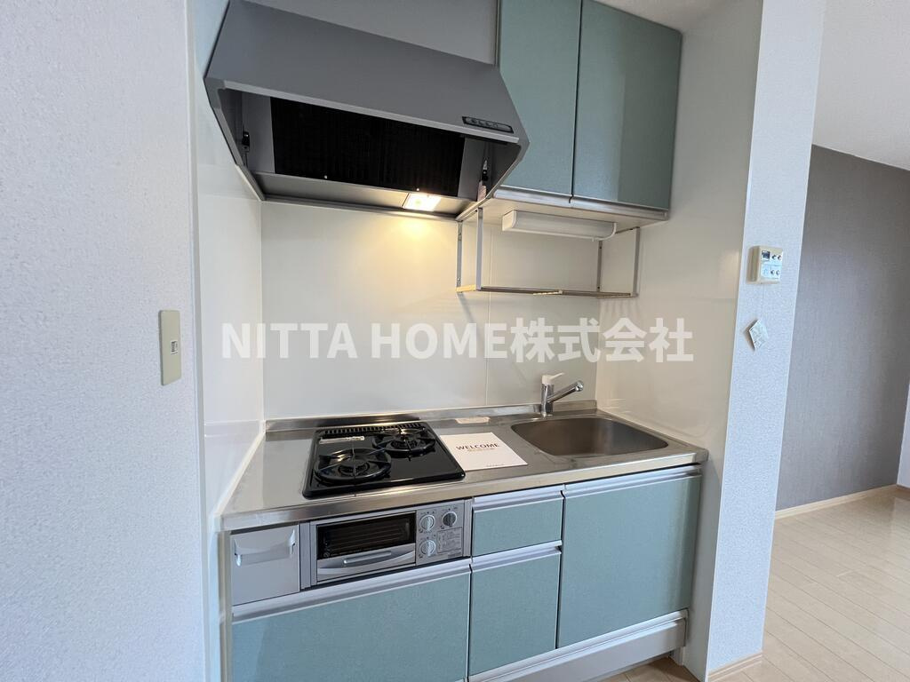 バーロハイツのキッチン|2口ガスコンロ付キッチンです(^^♪