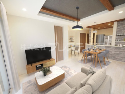 【居間・リビング】 | 奈良市敷島町１丁目の新築一戸建 全２区画 | 現地写真（１号地リビング）南向きですので、陽あたり良好です♪