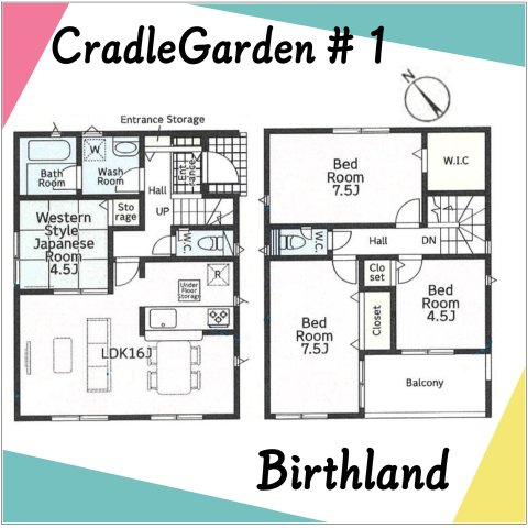 新築戸建・建売　足利市今福町第1　三重小・第一中の間取り|【4LDK】ウォークインクローゼット完備！各居室に収納があり、家中スッキリ♪