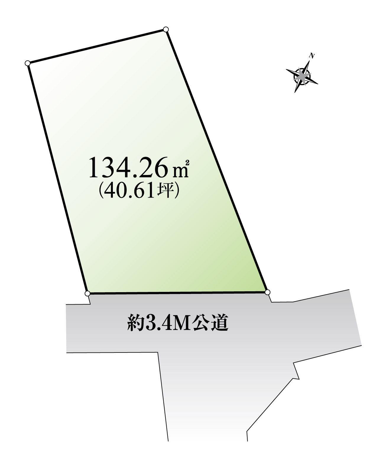 練馬区桜台2丁目 限定1区画の土地図|土地面積134.26㎡　閑静な住宅地の整形地
南東向きの道路に面し陽当り良好です
