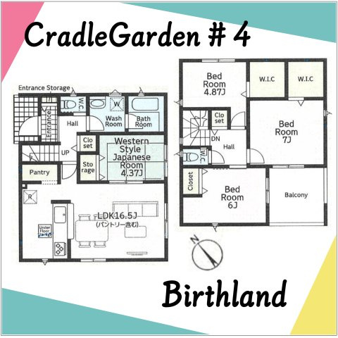 新築戸建・建売　足利市今福町第1　三重小・第一中の区画図|＜4号棟＞カースペース4台　※敷地内に電柱及び支線が入る場合がございます。