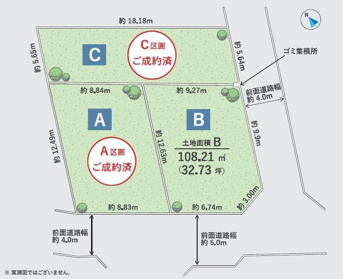練馬区東大泉6丁目　建築条件なし　東南角地含む全3区画の区画図|東南角地を含む全3区画♪低層エリアの落ち着いた住環境が魅力的です♪