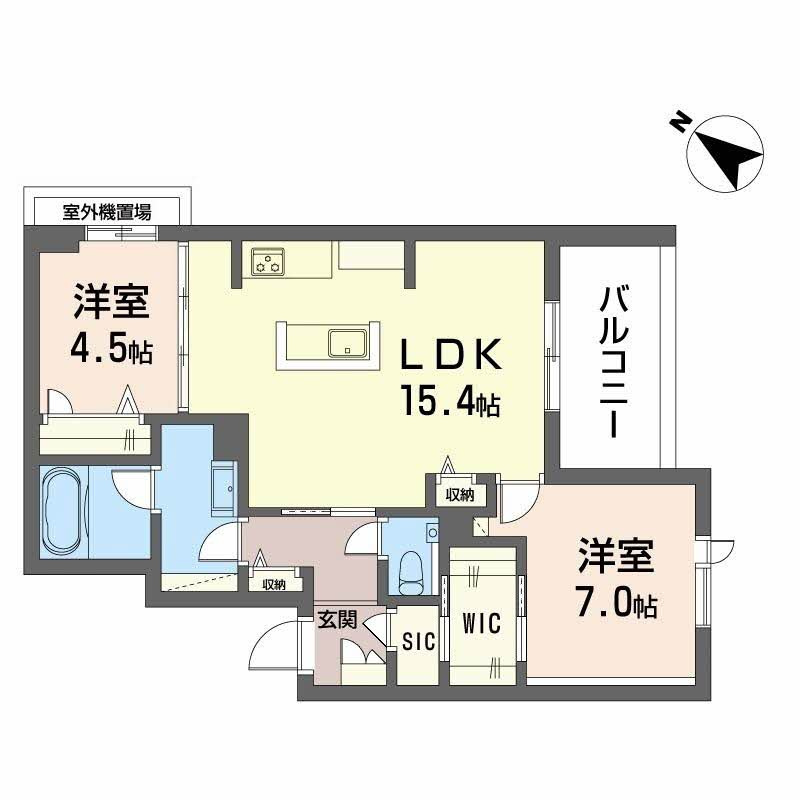 熊本市中央区新屋敷３丁目の賃貸マンションの間取り