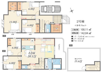 【完成予想図】 | 駒沢大学6区画 | Panasonicの3面鏡化粧台でミラー裏はたっぷり収納できます
LED照明を採用、シャワー水栓付き