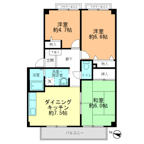 フォブール八木Cの間取り
