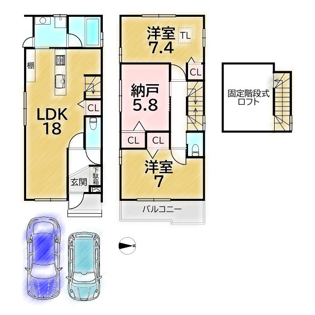 大宮東脇台町 新築戸建(2号地)の間取り