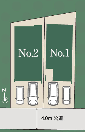 練馬区南大泉3丁目　子育て最適環境　南道路の限定2棟の区画図