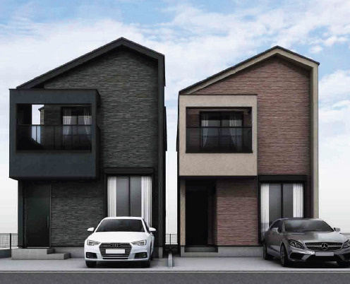 練馬区南大泉3丁目　子育て最適環境　南道路の限定2棟の外観パース