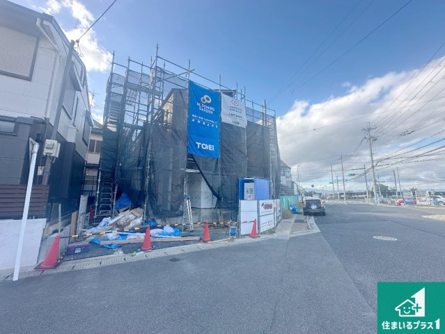 宇治市伊勢田町砂田　第2期　新築一戸建ての外観|周辺は落ち着いた街並みの住宅地！子育てがしやすい住環境です！まだ未完成ですが、現地でしかわからない事もございます。是非一度ご覧ください。