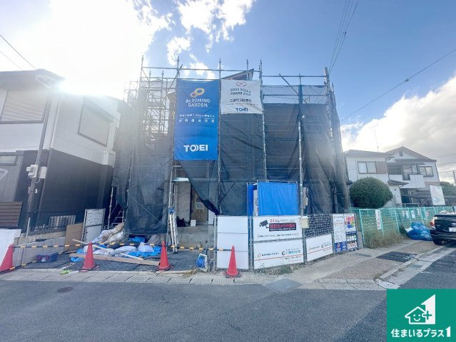 宇治市伊勢田町砂田　第2期　新築一戸建ての外観|周辺は落ち着いた街並みの住宅地！子育てがしやすい住環境です！まだ未完成ですが、現地でしかわからない事もございます。是非一度ご覧ください。